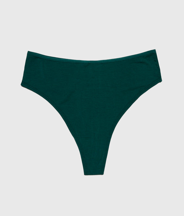 La Senza Ultrasoft High Leg Thong Panty in Emerald Green