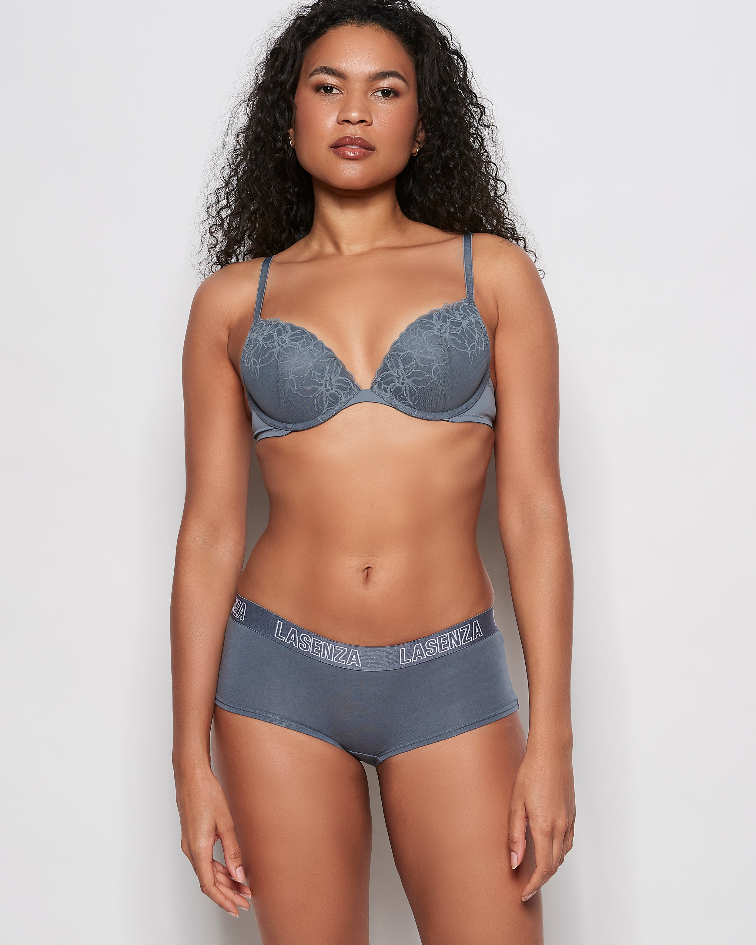 La Senza Boyshort Logo Panty in Stormy Weather