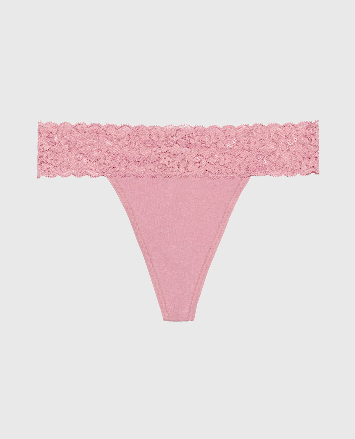 La Senza Thong Panty With Lace Trim in Sheer Mauve