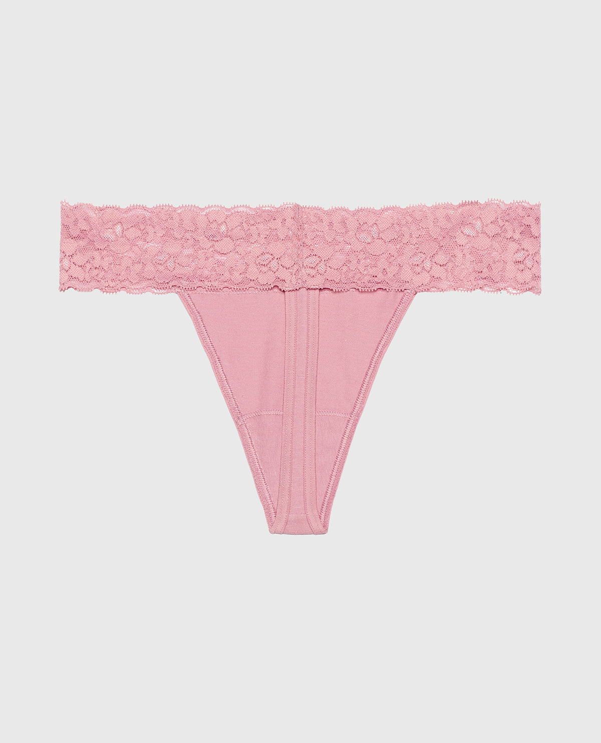 La Senza Thong Panty With Lace Trim in Sheer Mauve