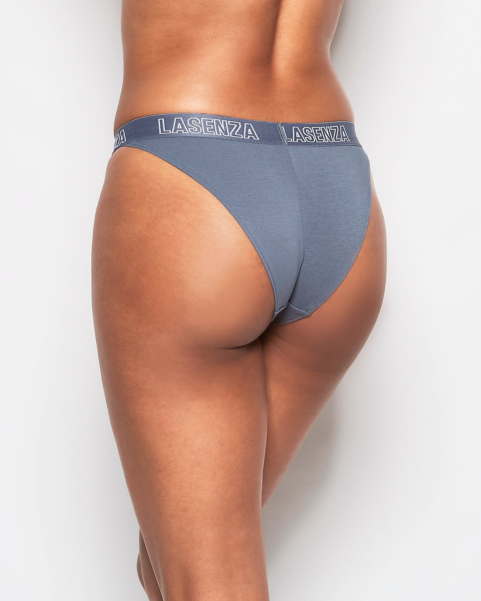La Senza High Leg Cheeky Logo Panty in Stormy Weather