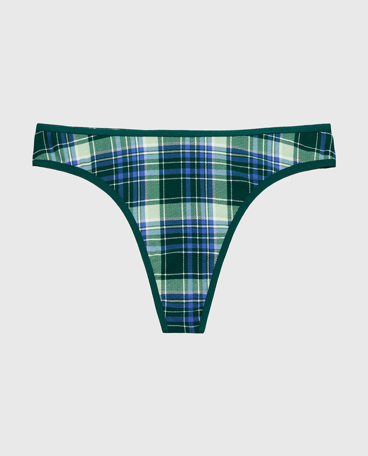 La Senza Cotton Thong Panty in Evergreen Plaid