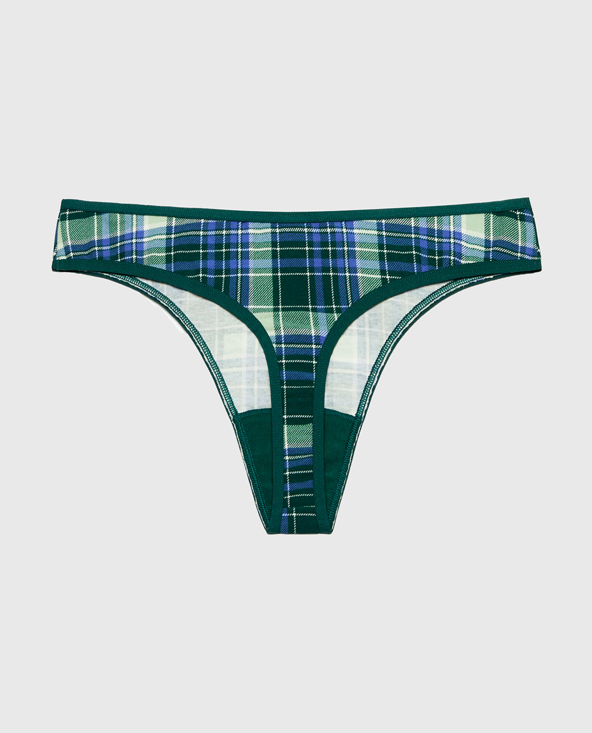 La Senza Cotton Thong Panty in Evergreen Plaid