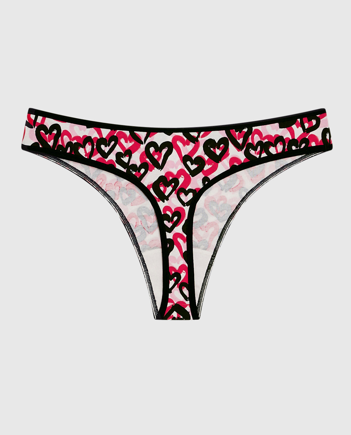 La Senza Cotton Thong Panty in Graffiti Hearts