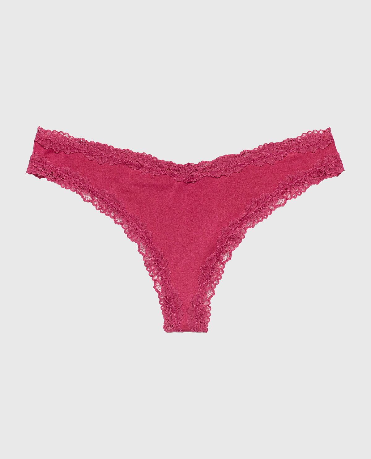 La Senza Thong Panty with Lace Trim in Electric Rouge