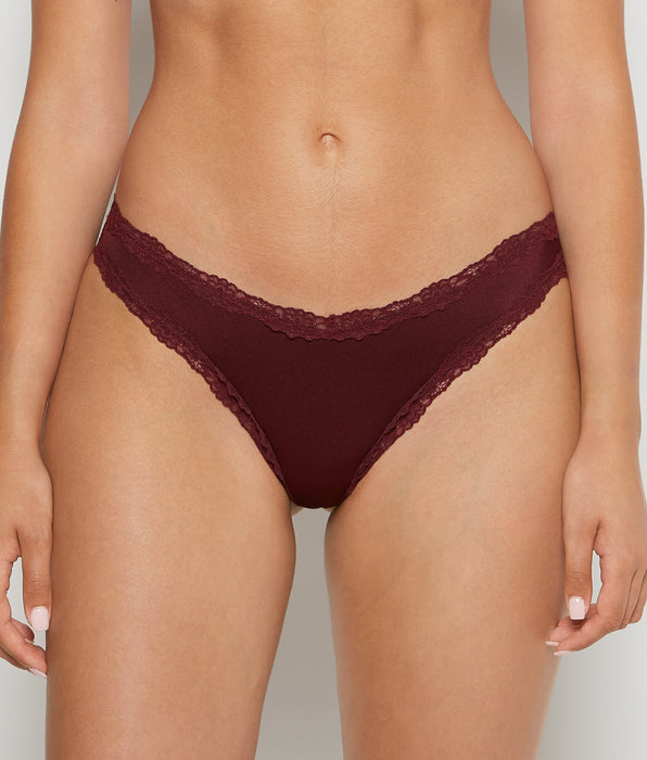 La Senza Thong Panty With Lace Trim in Russian Ruby