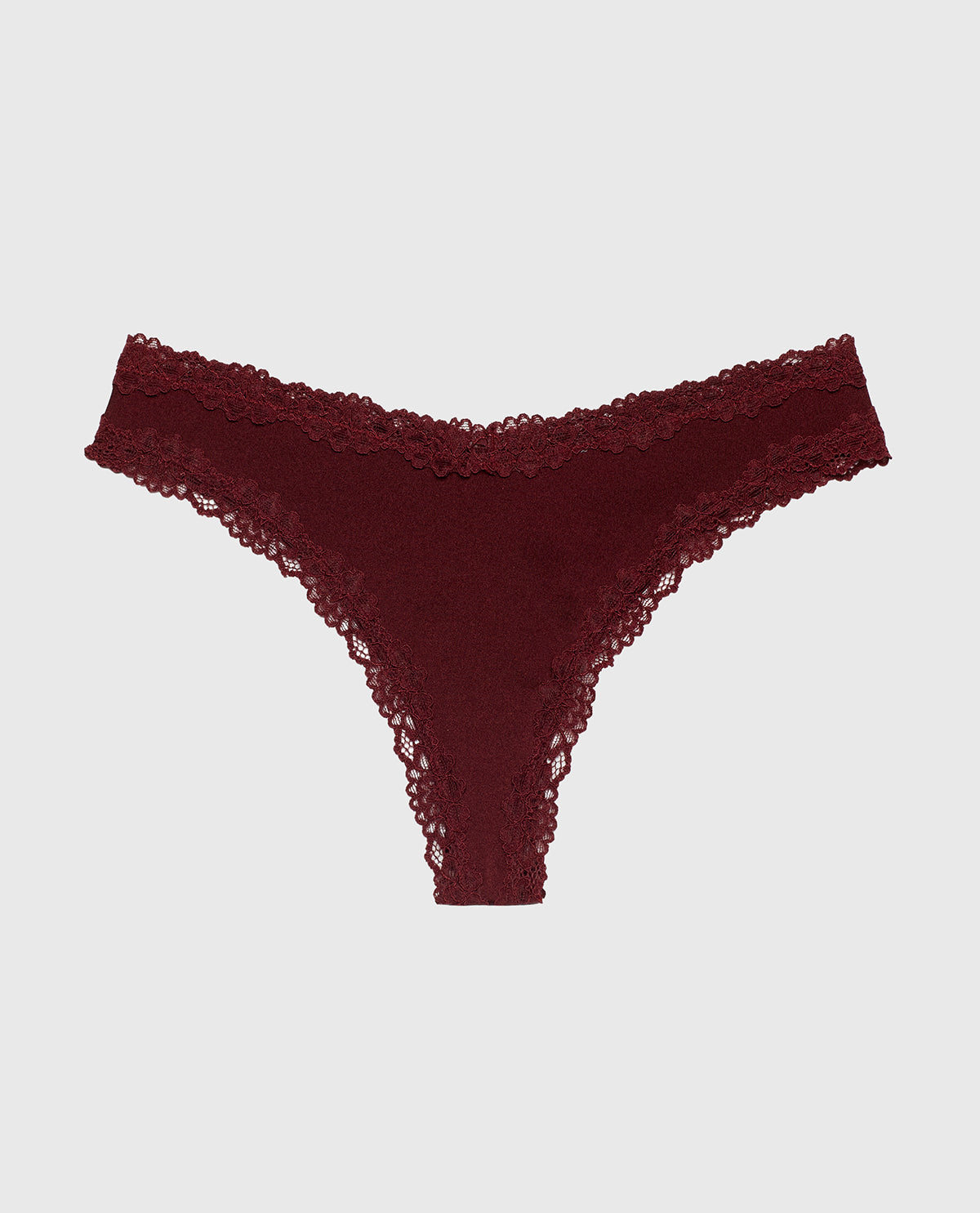 La Senza Thong Panty With Lace Trim in Russian Ruby