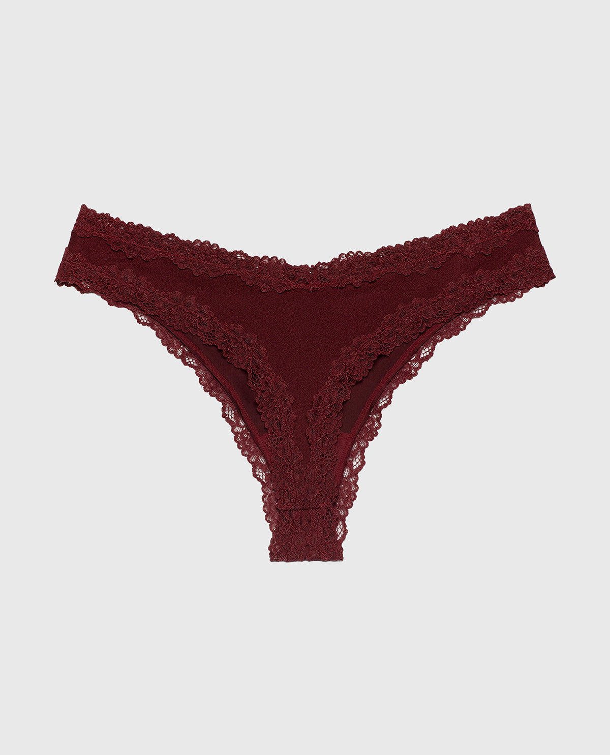 La Senza Thong Panty With Lace Trim in Russian Ruby