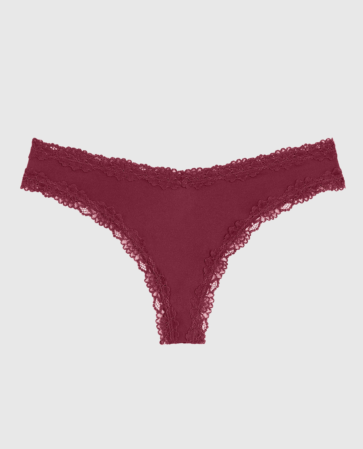 La Senza Thong Panty with Lace Trim in Opulent Red