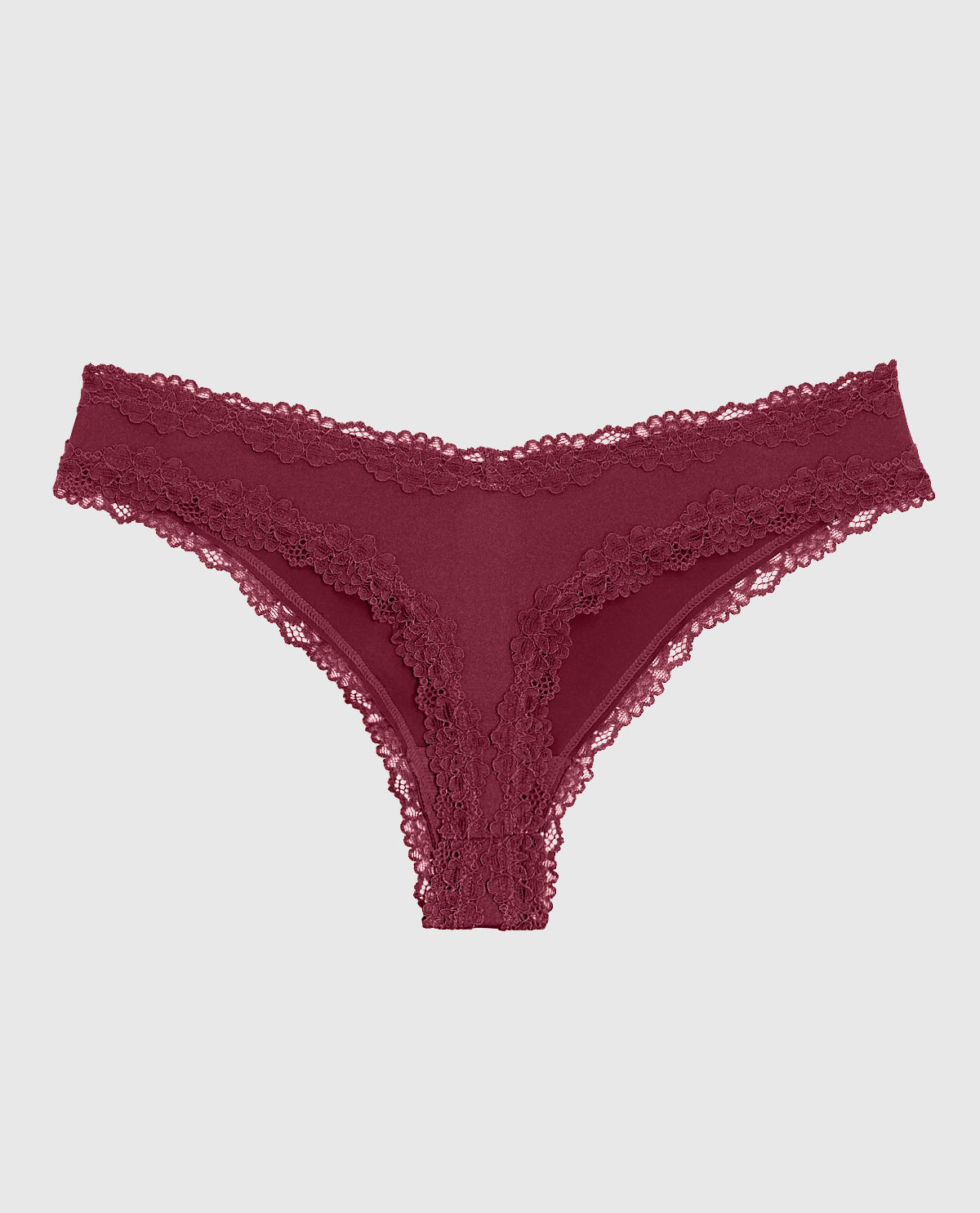 La Senza Thong Panty with Lace Trim in Opulent Red