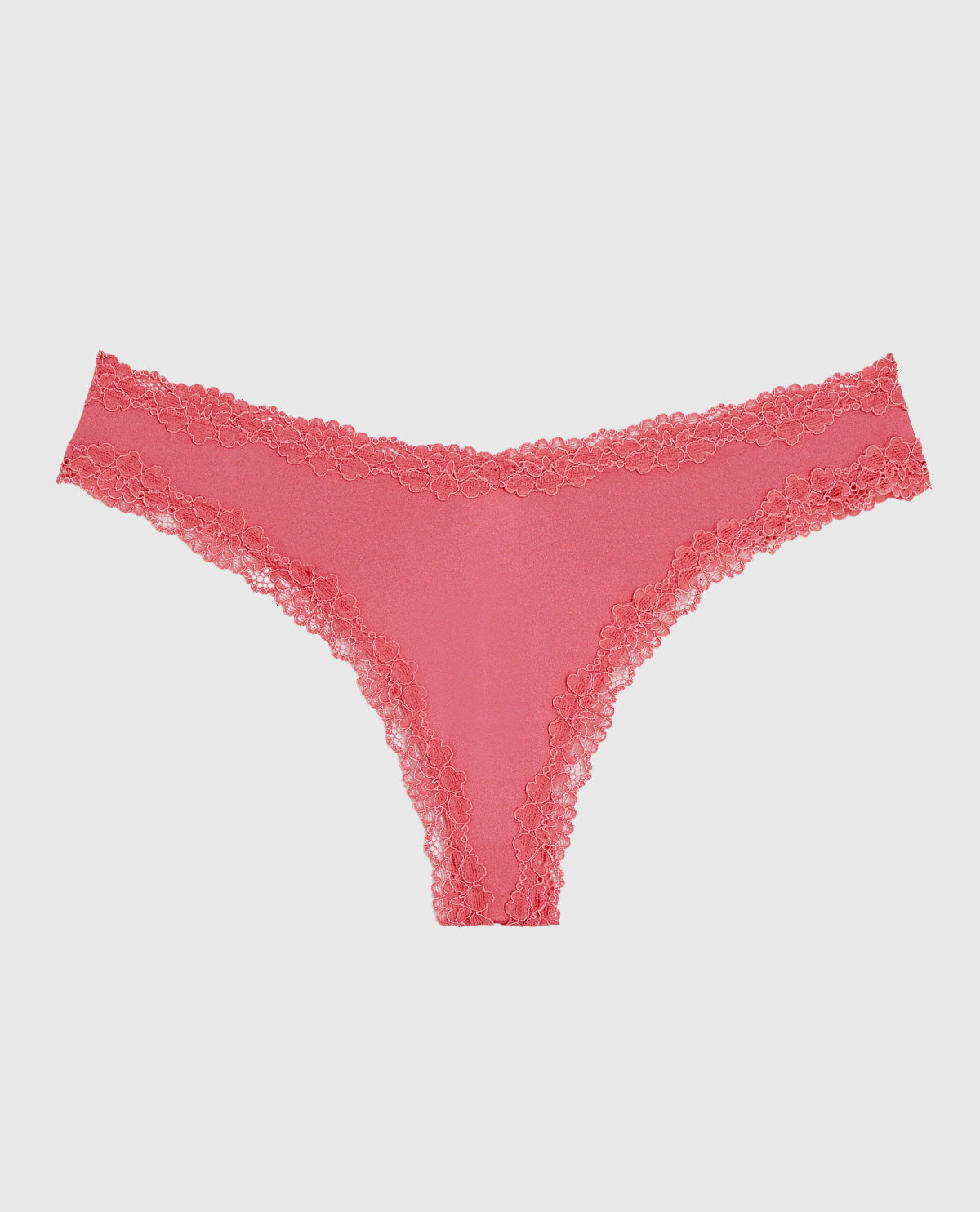 La Senza Thong Panty with Lace Trim in Romantic Pink