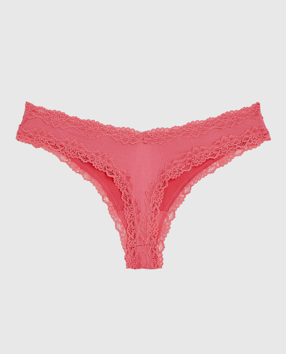 La Senza Thong Panty with Lace Trim in Romantic Pink