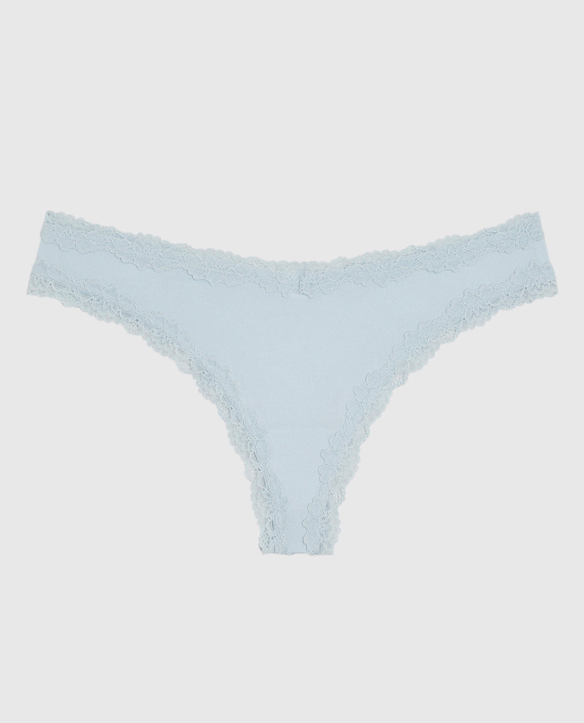 La Senza Thong Panty with Lace Trim in Vista Blue