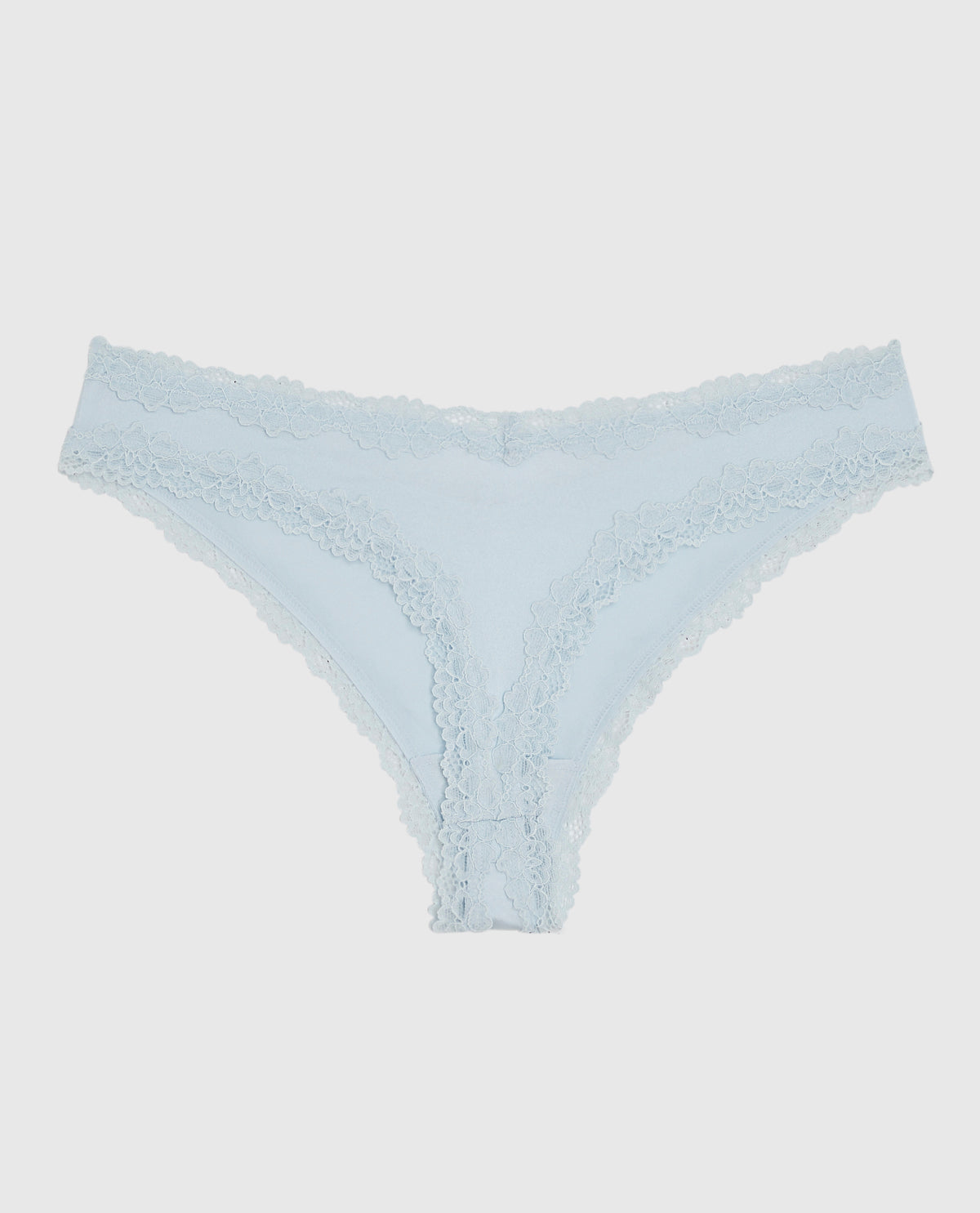 La Senza Thong Panty with Lace Trim in Vista Blue