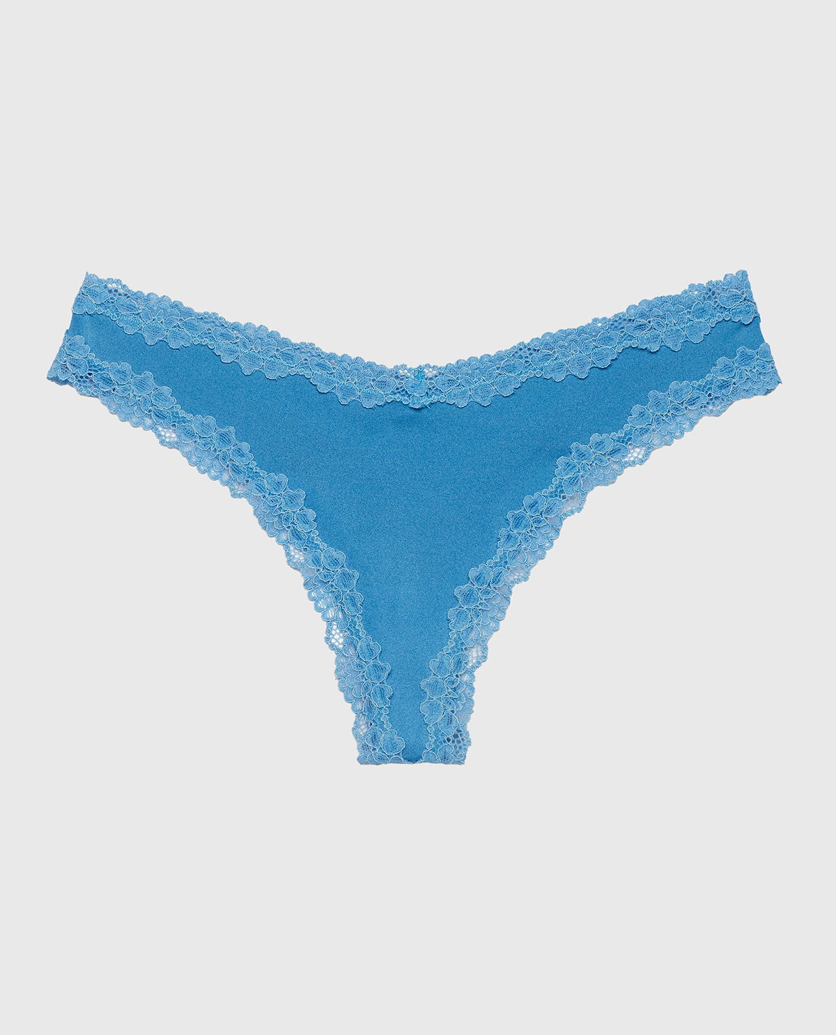 La Senza Thong Panty with Lace Trim in Pacific Coast