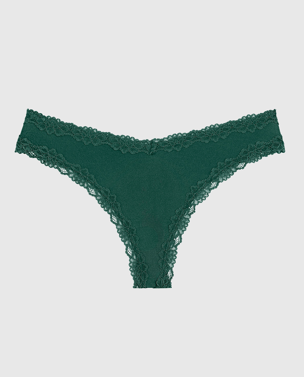 La Senza Thong Panty With Lace Trim in Emerald Green