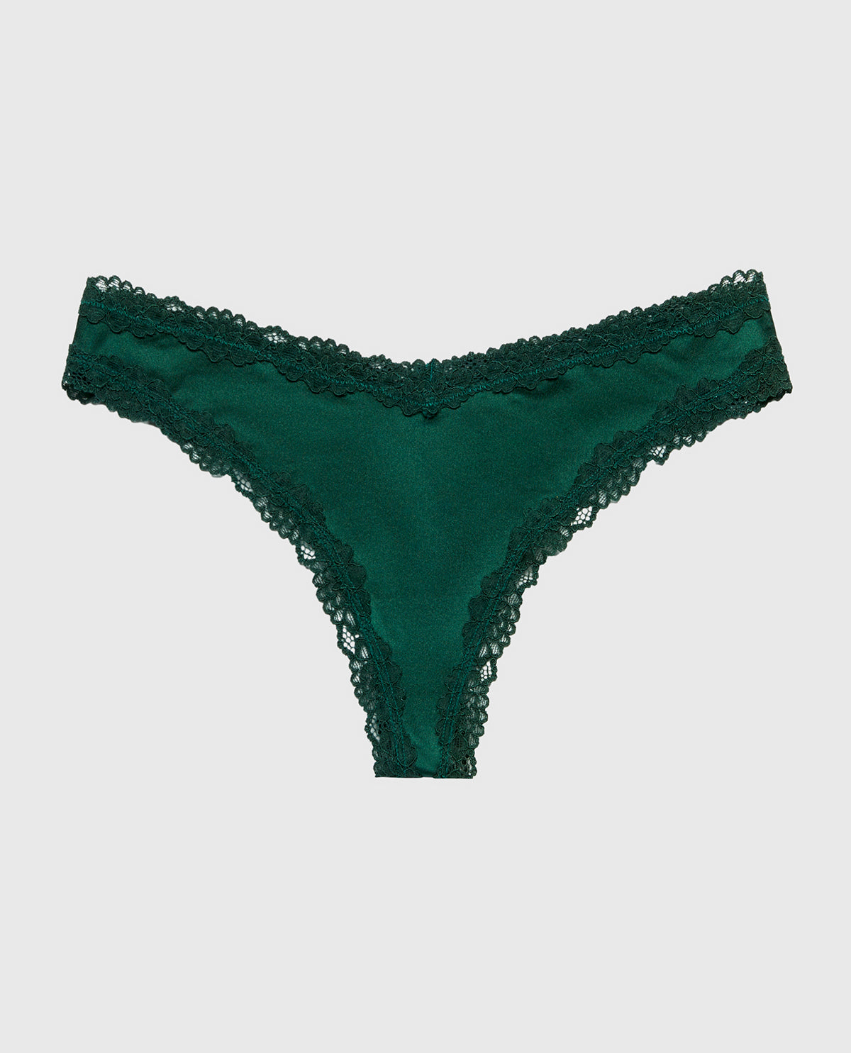 La Senza Thong Panty With Lace Trim in Emerald Green