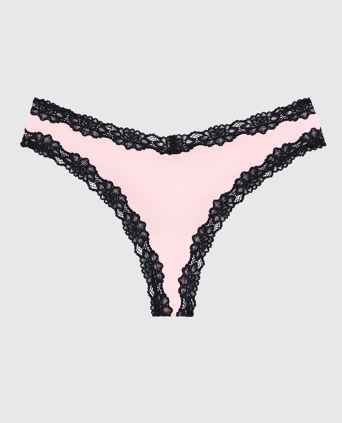 La Senza Thong Panty with Lace Trim in Pink-A-Boo