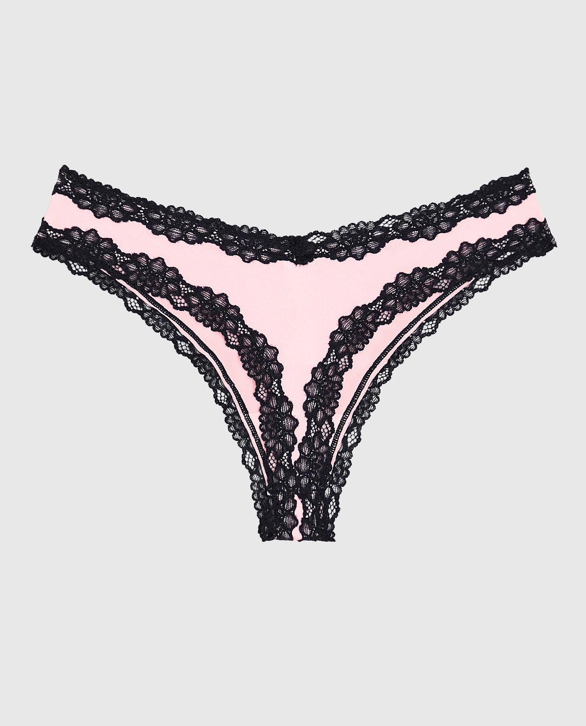 La Senza Thong Panty with Lace Trim in Pink-A-Boo