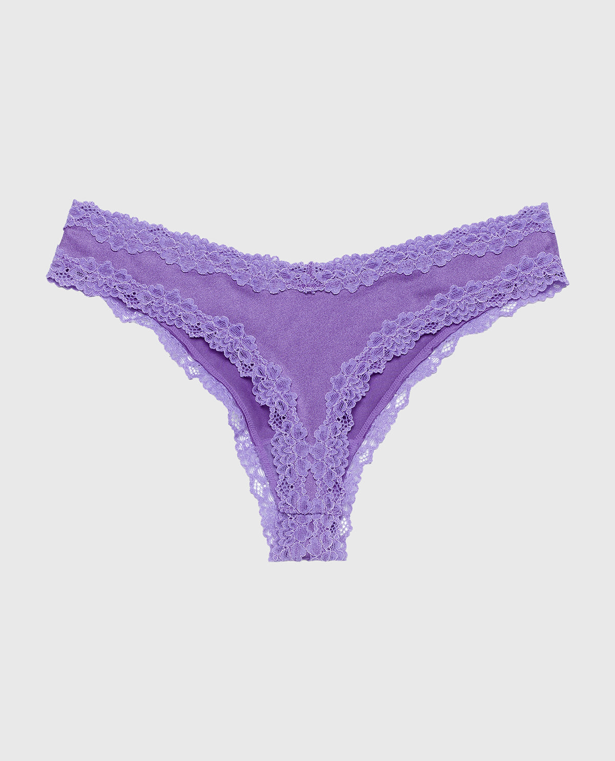 La Senza Thong Panty With Lace Trim in Purple Opulence