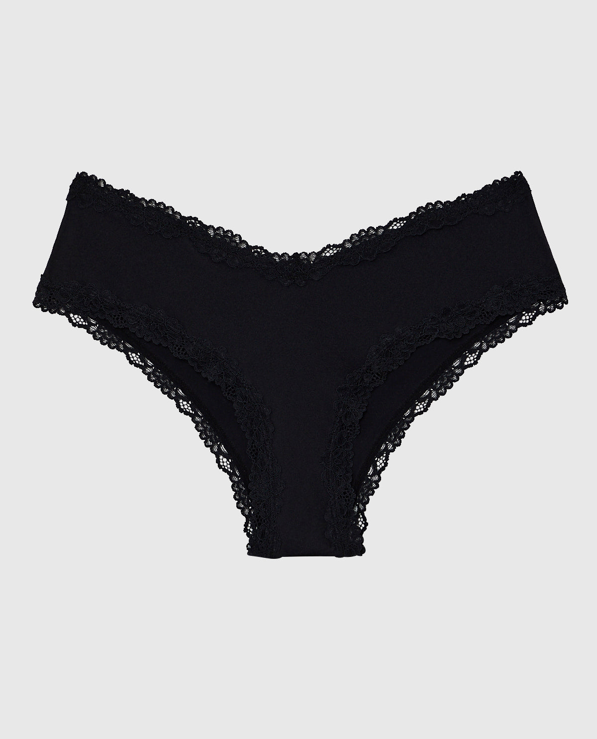 La Senza Cheeky Panty With Lace Trim in Smoulder Black
