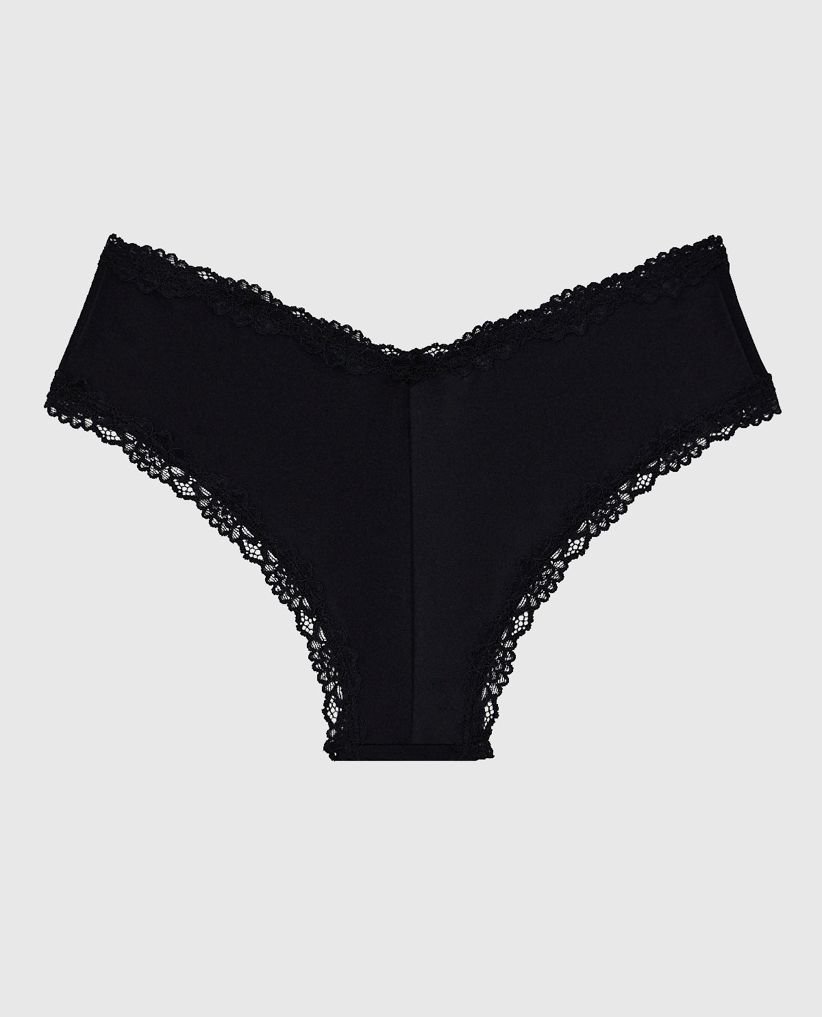 La Senza Cheeky Panty With Lace Trim in Tuxedo Black