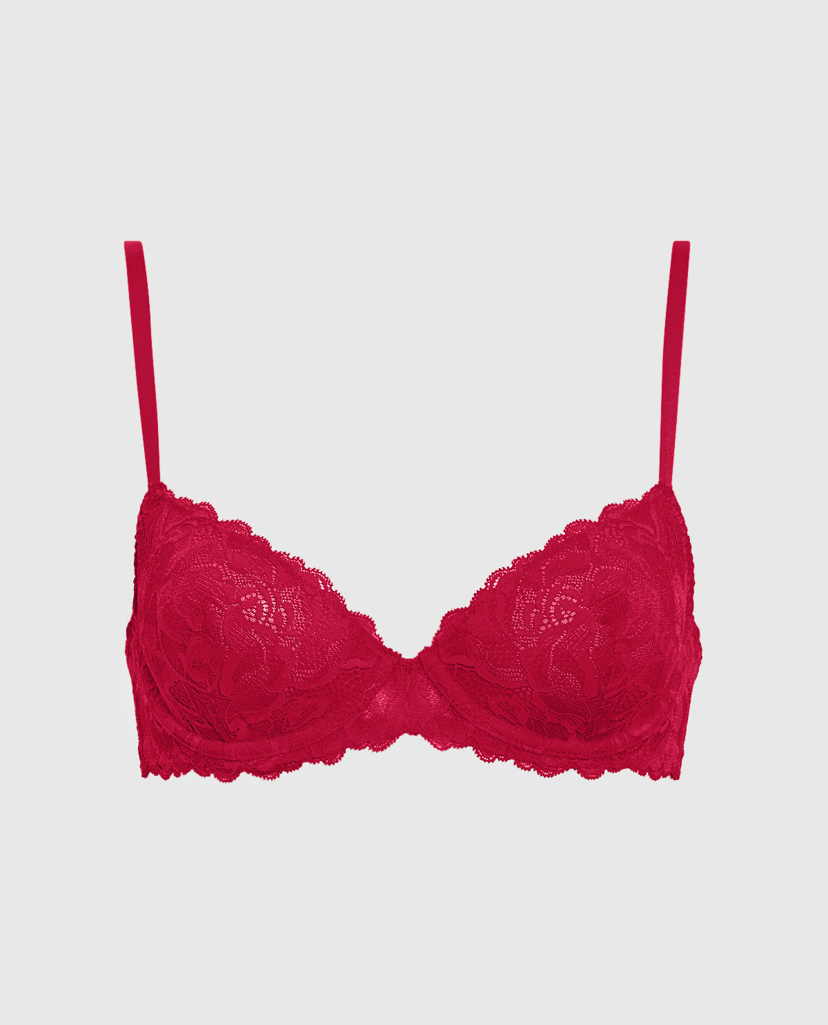 La Senza Unlined Demi Bra with Allover Lace in Cosmo Red