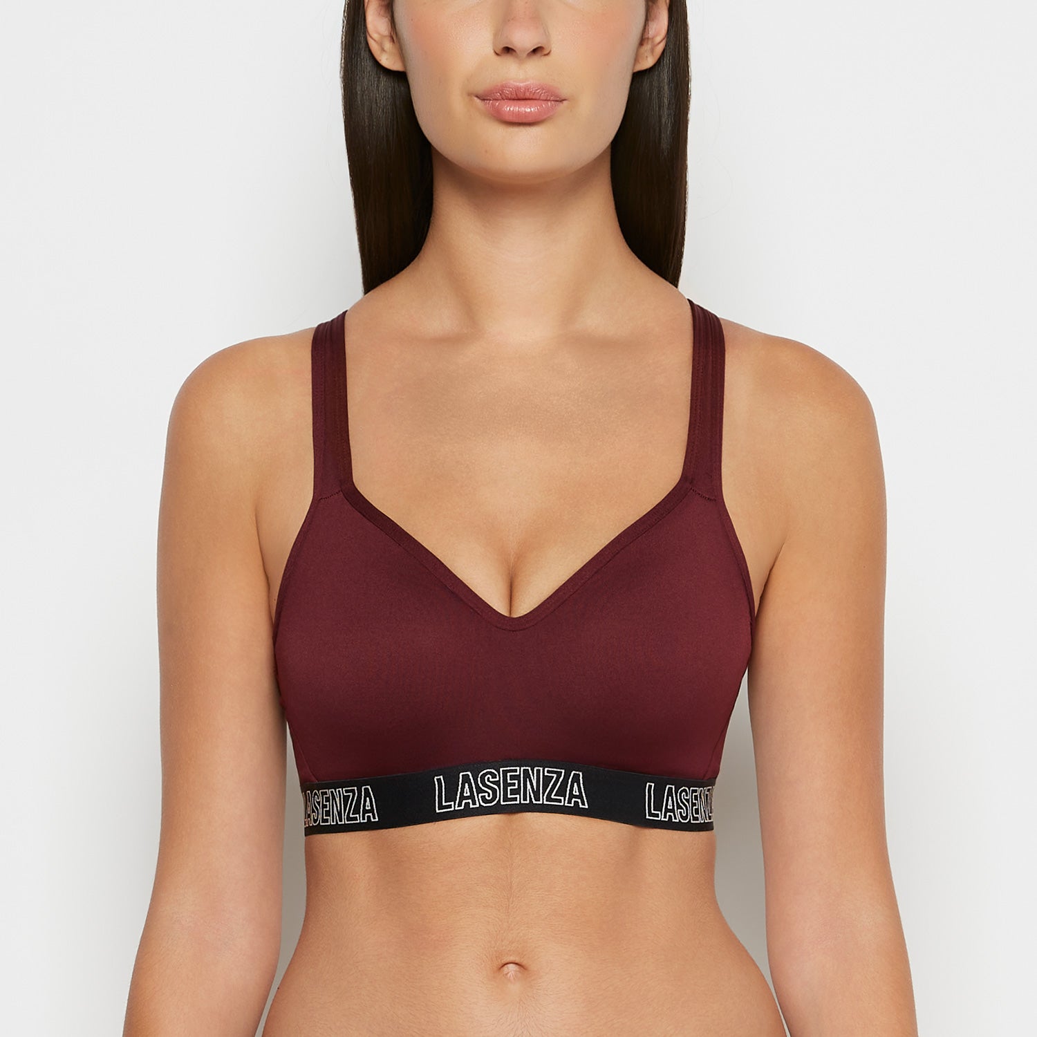La Senza Medium Impact Logo Sports Bra in Russian Ruby
