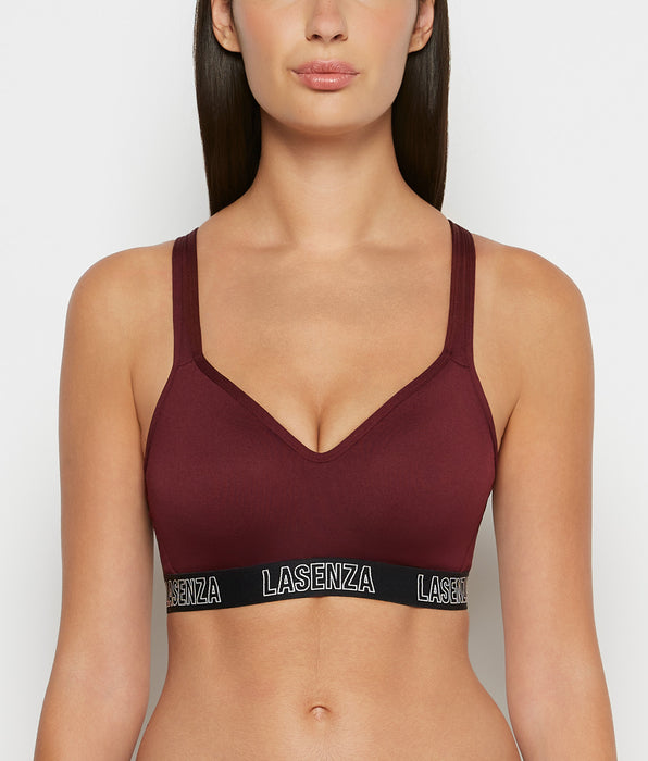 La Senza Medium Impact Logo Sports Bra in Russian Ruby