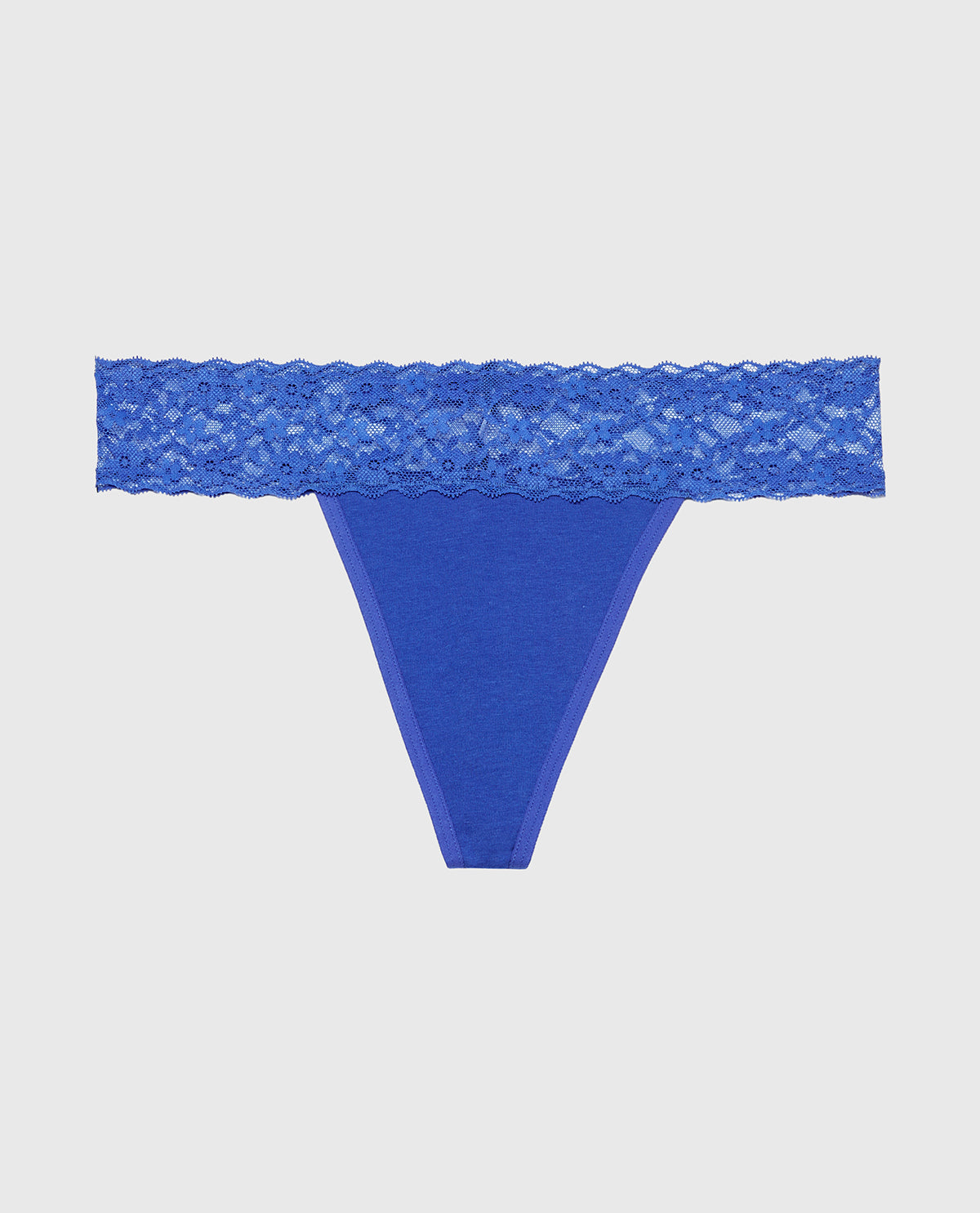 La Senza Thong Panty With Lace Trim in Dazzling Blue