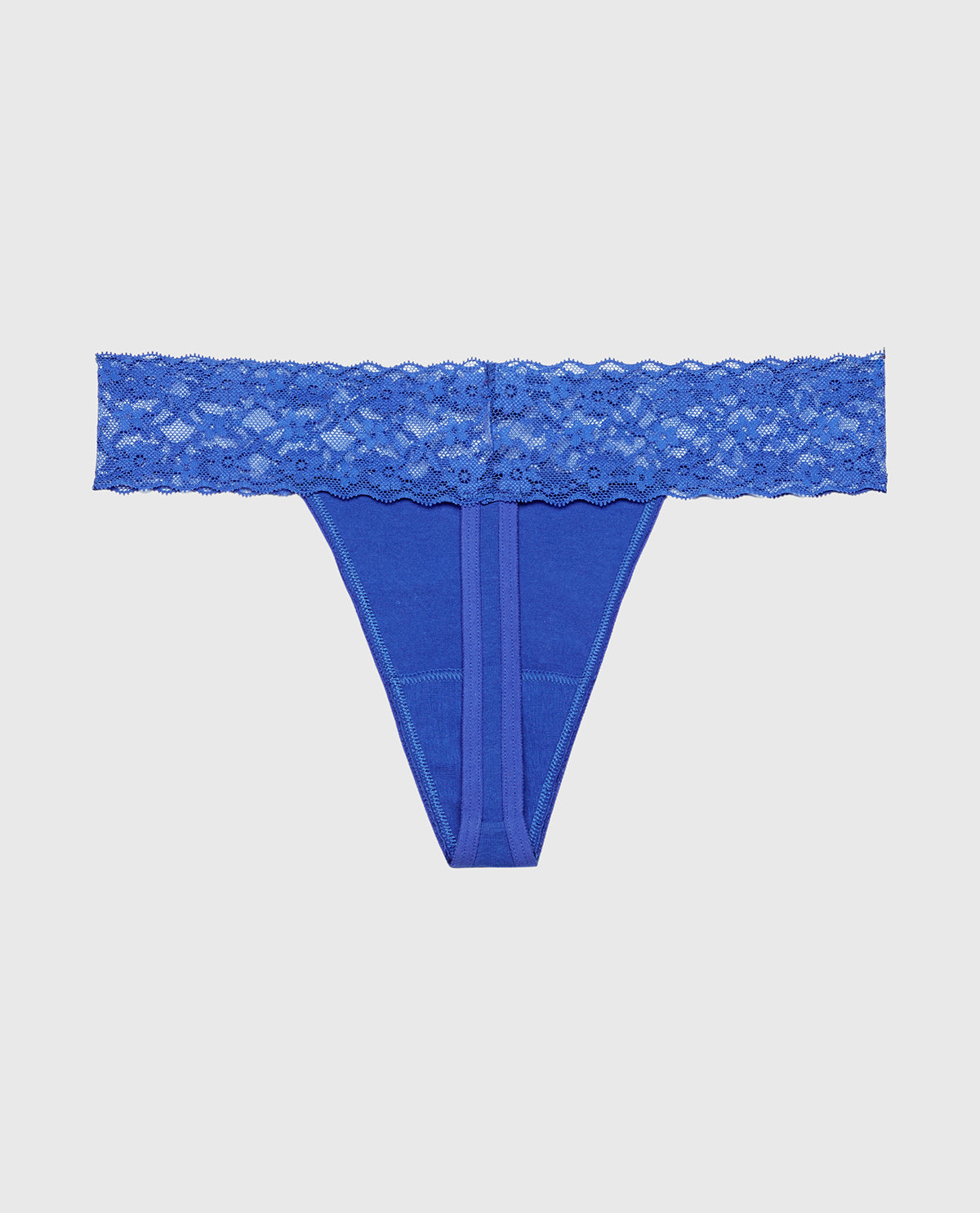La Senza Thong Panty With Lace Trim in Dazzling Blue
