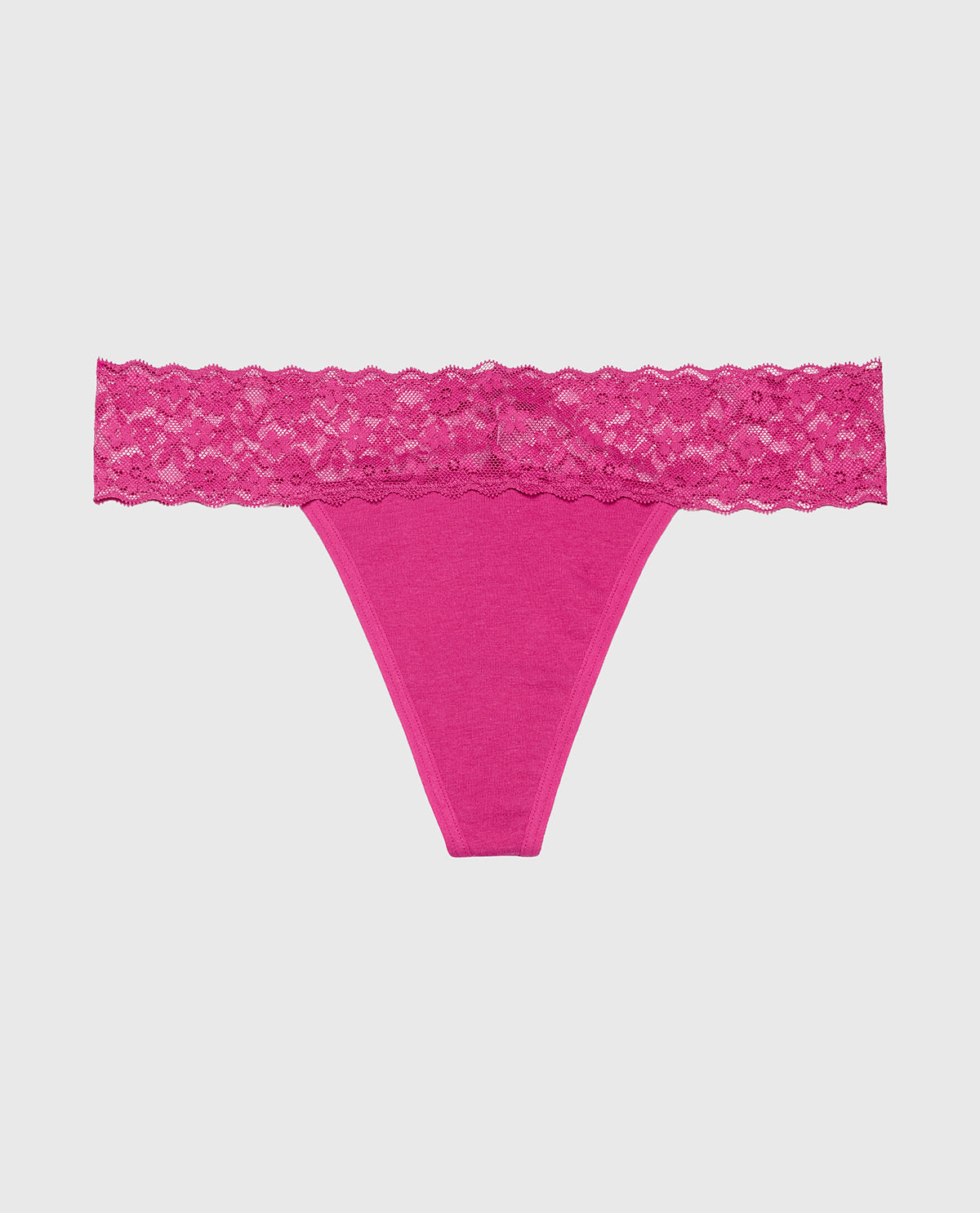 La Senza Thong Panty With Lace Trim in Fuchsia Red