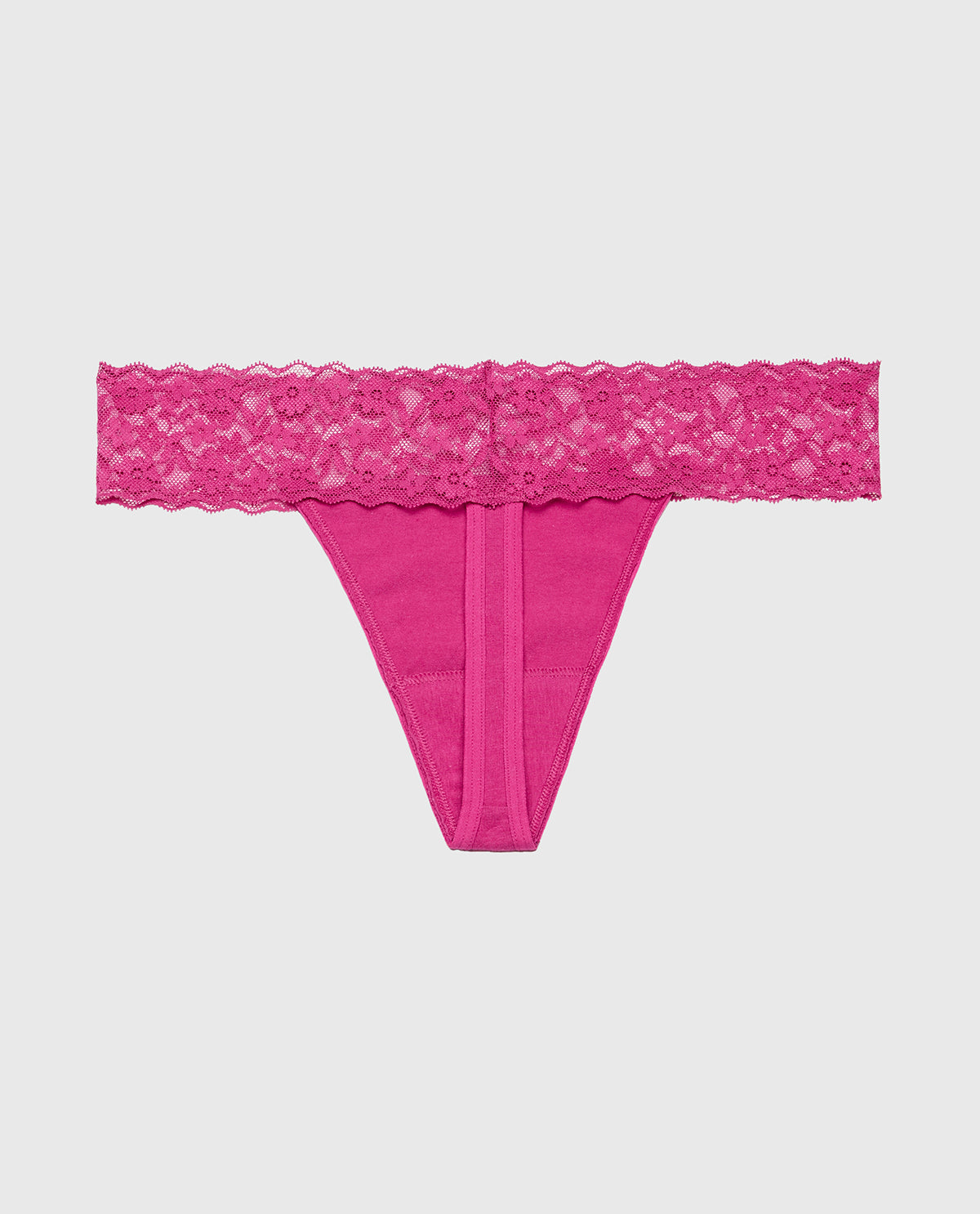 La Senza Thong Panty With Lace Trim in Fuchsia Red