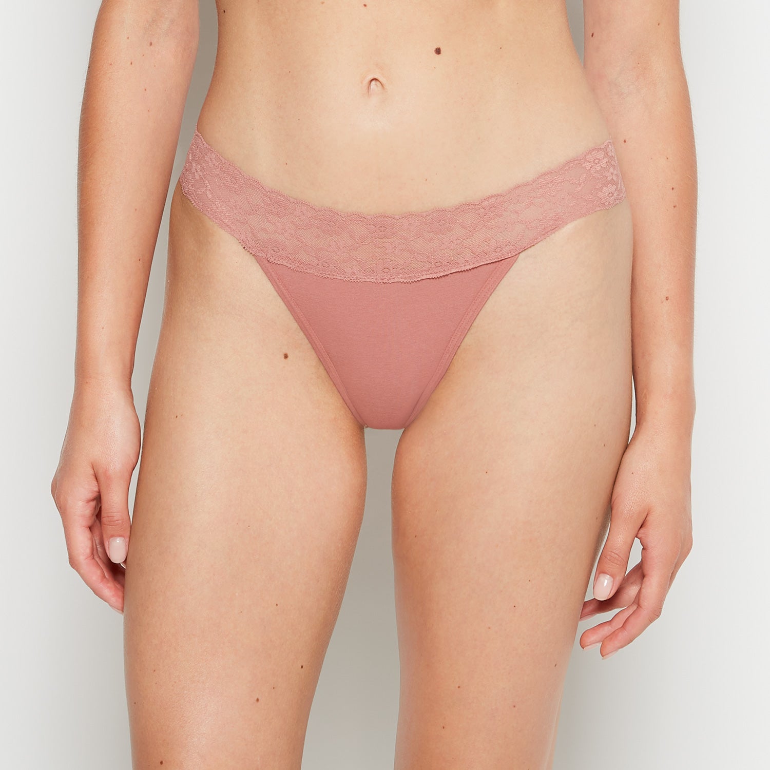 La Senza Culotte string avec bordure en dentelle en Old Rose