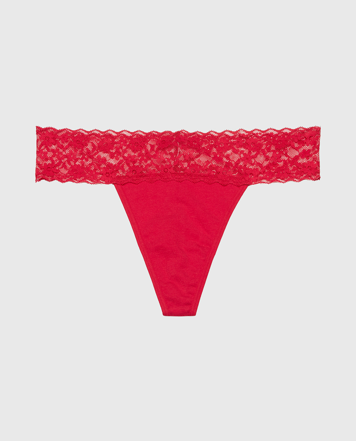 La Senza Thong Panty With Lace Trim in Crimson
