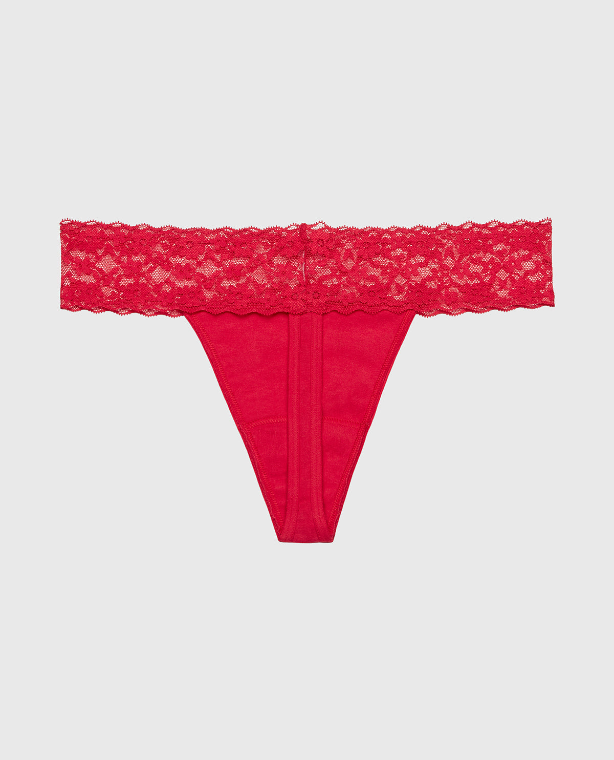 La Senza Thong Panty With Lace Trim in Crimson