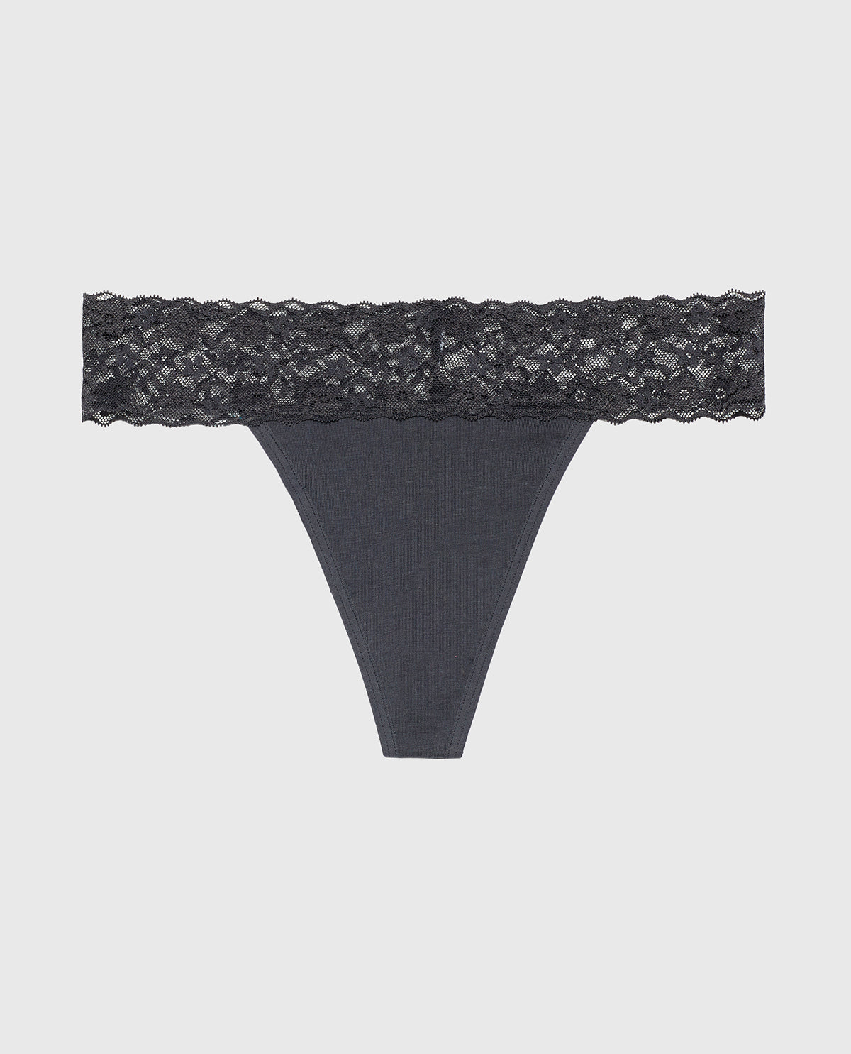 La Senza Culotte string avec bordure en dentelle en ébène