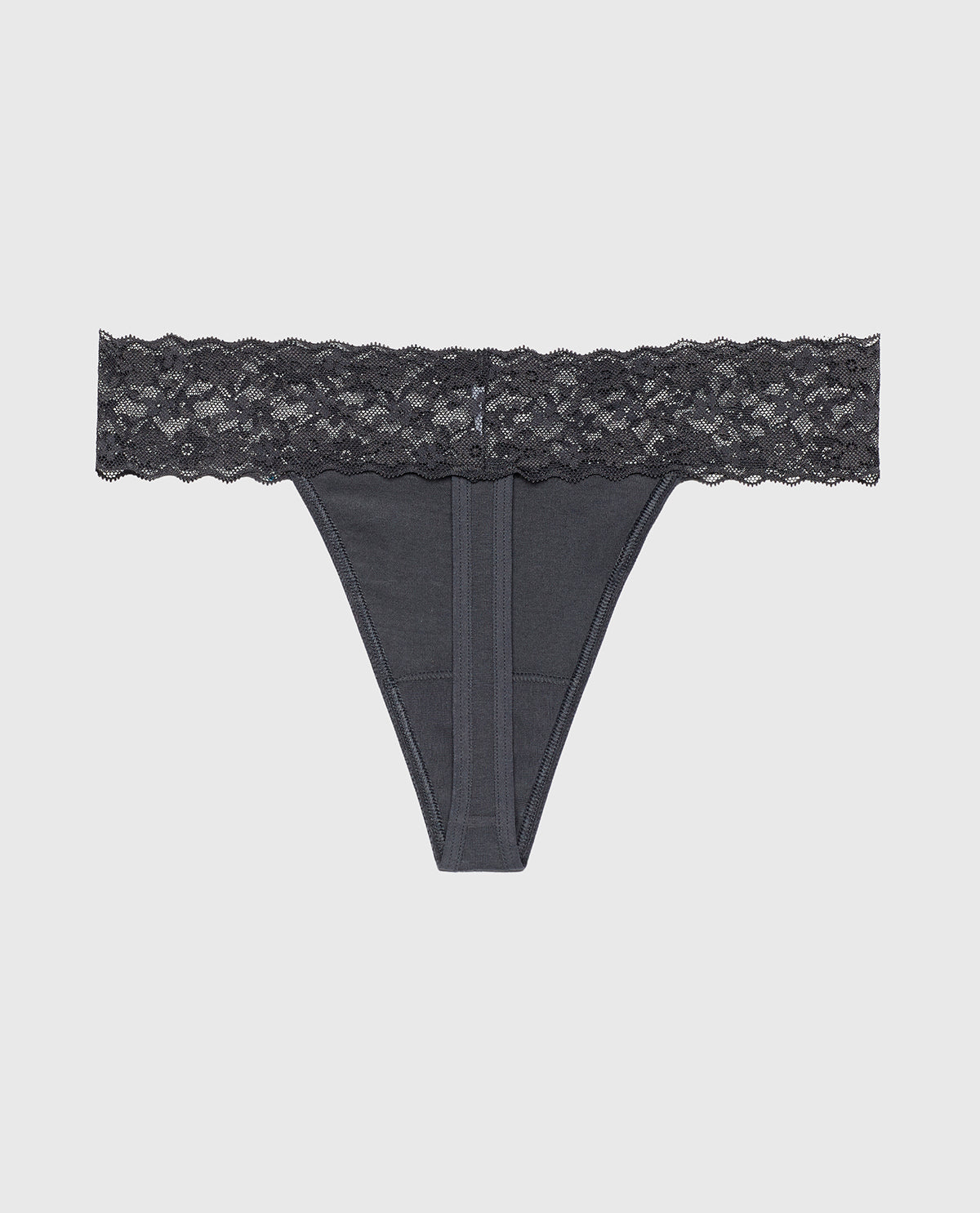 La Senza Culotte string avec bordure en dentelle en ébène