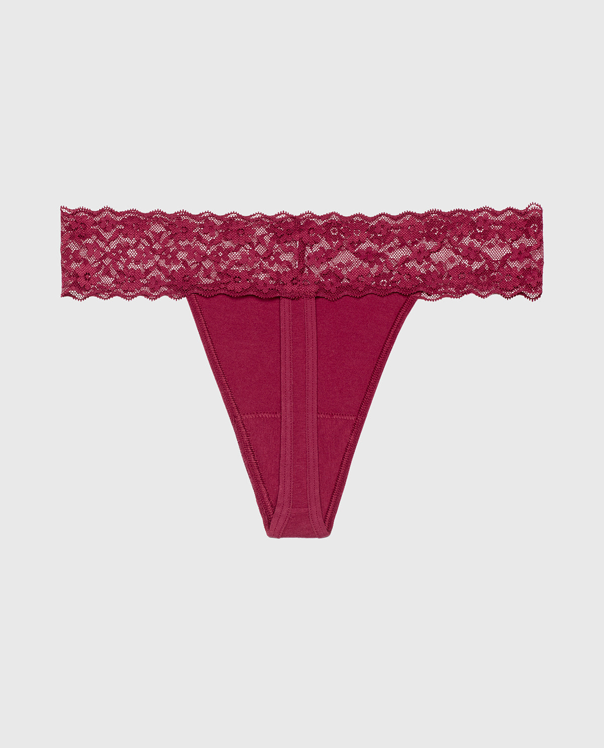 La Senza Culotte string avec bordure en dentelle en beaujolais