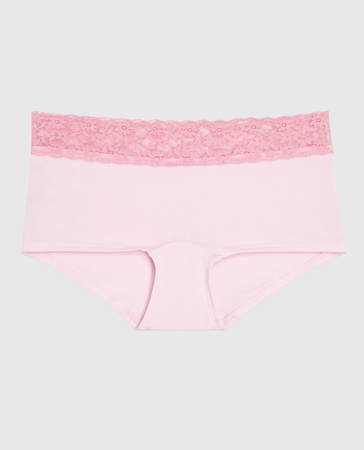 La Senza Boyshort Panty with Lace Trim in Pink