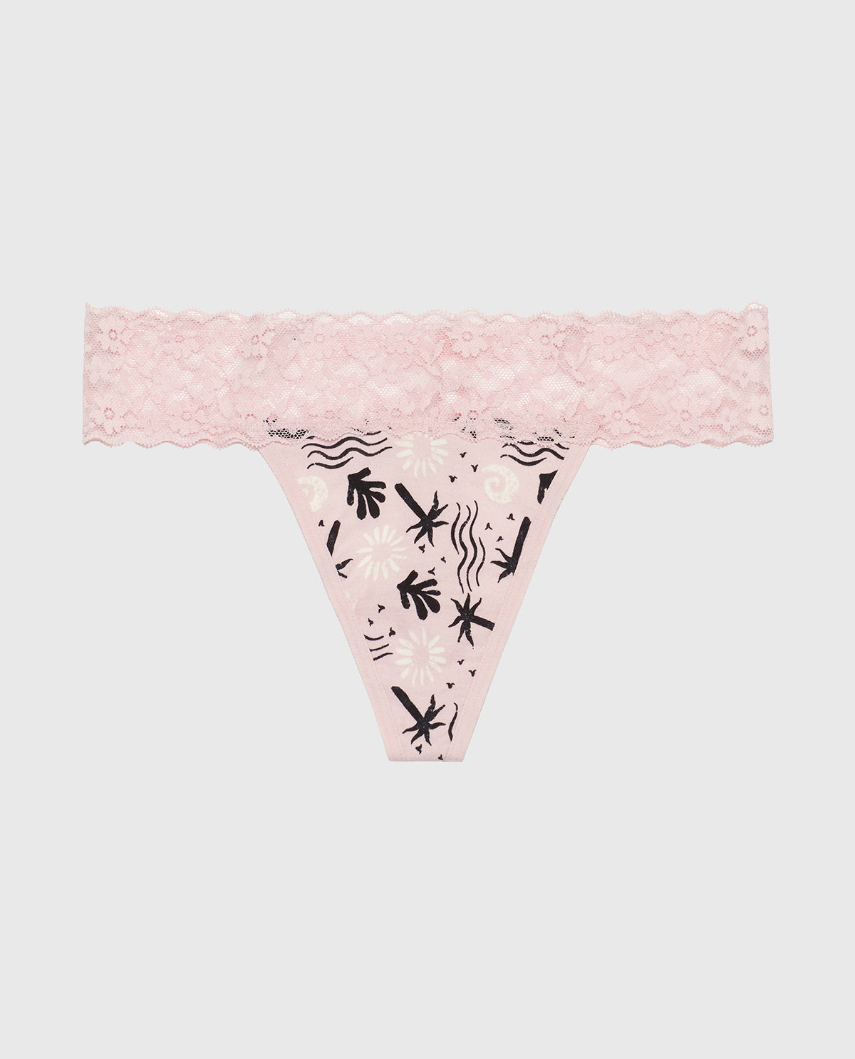 La Senza Thong Panty with Lace Trim in Sand and Surf