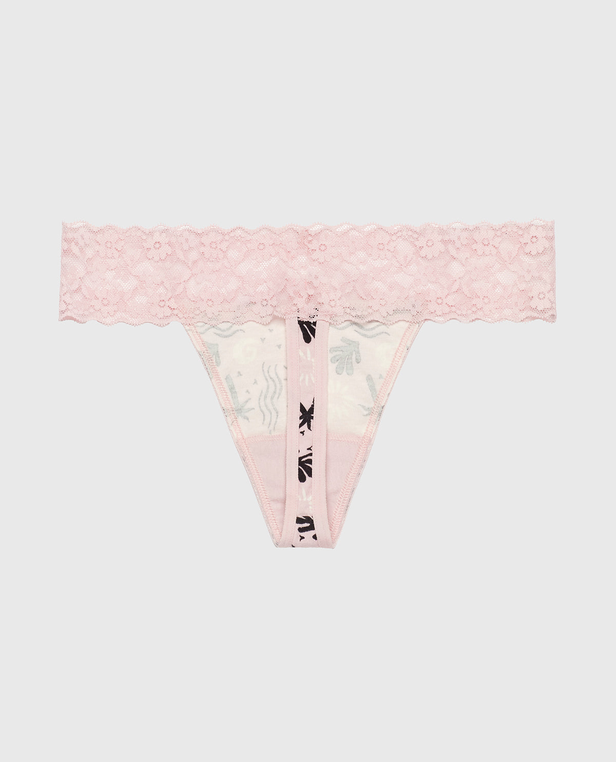 La Senza Thong Panty with Lace Trim in Sand and Surf