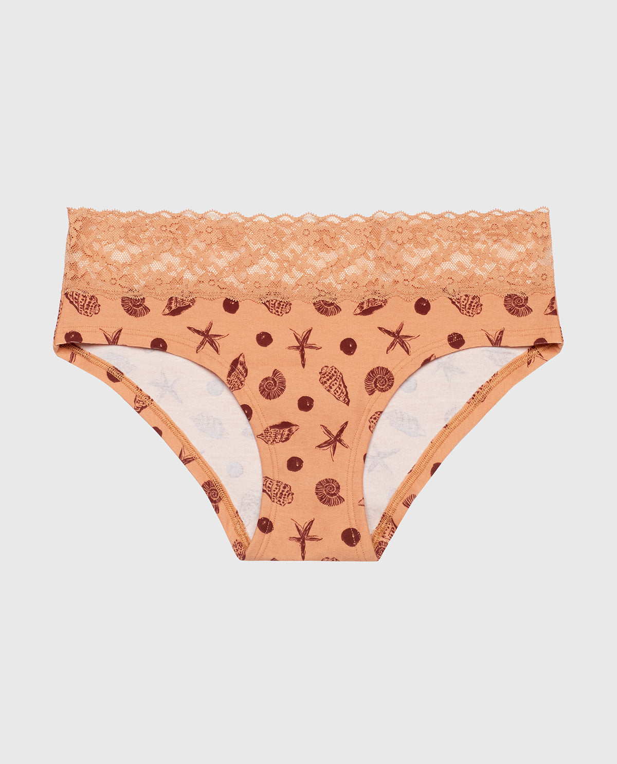 La Senza Culotte taille basse avec bordure en dentelle et imprimé de coquillages