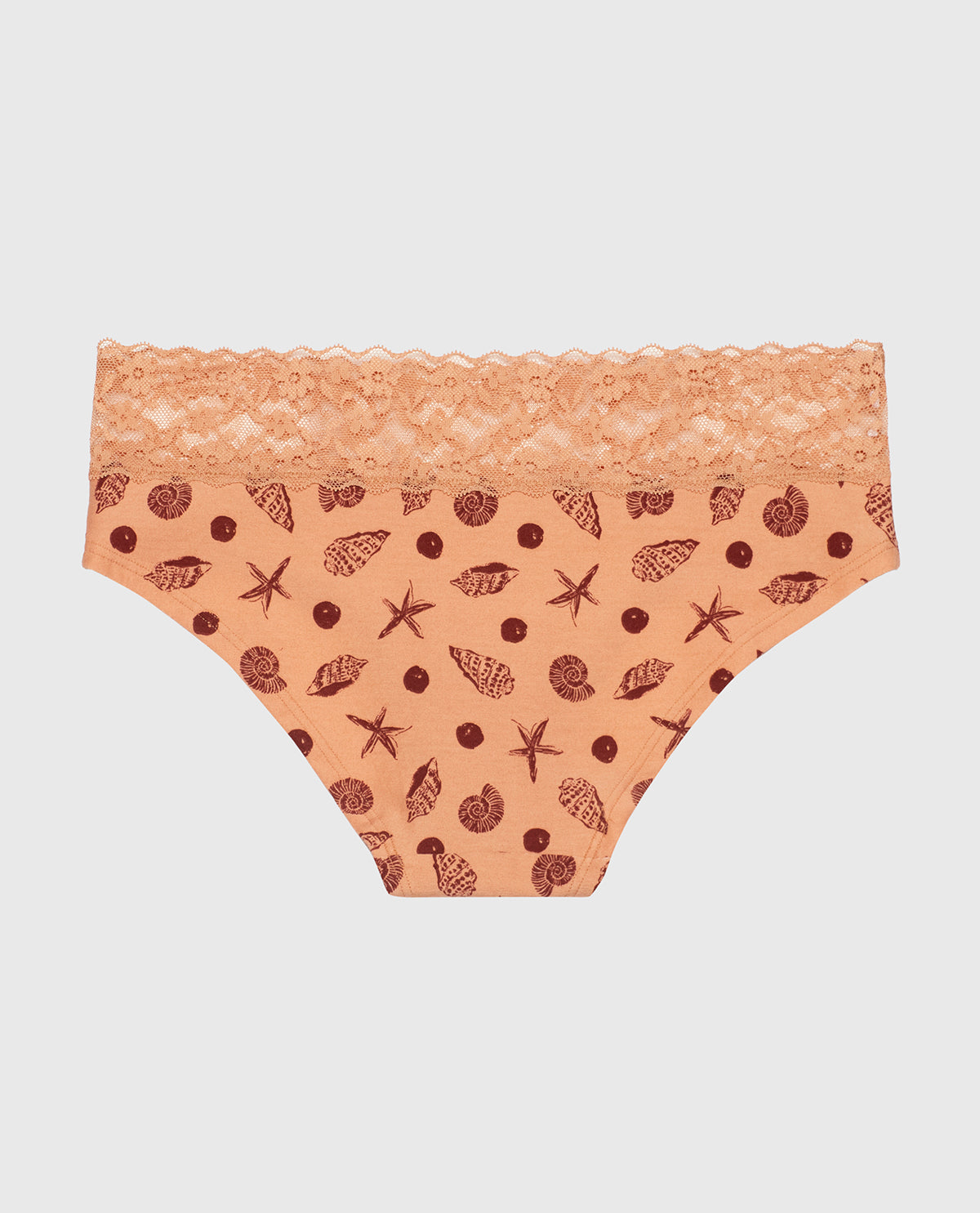 La Senza Culotte taille basse avec bordure en dentelle et imprimé de coquillages