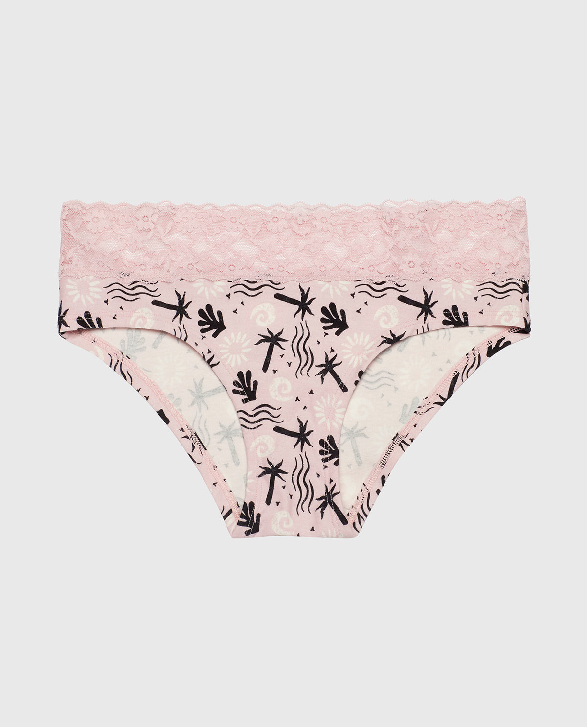 La Senza Culotte taille basse avec bordure en dentelle rose des îles