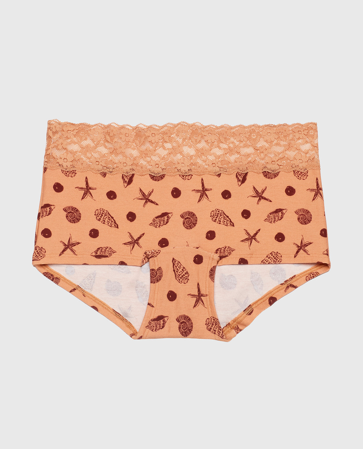 La Senza Culotte garçonne avec bordure en dentelle et imprimé de coquillages