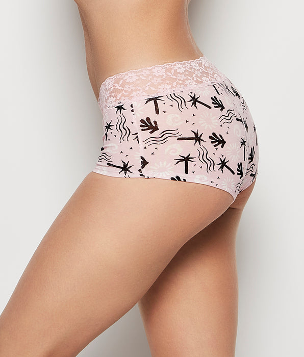 La Senza Culotte garçonne avec bordure en dentelle rose des îles