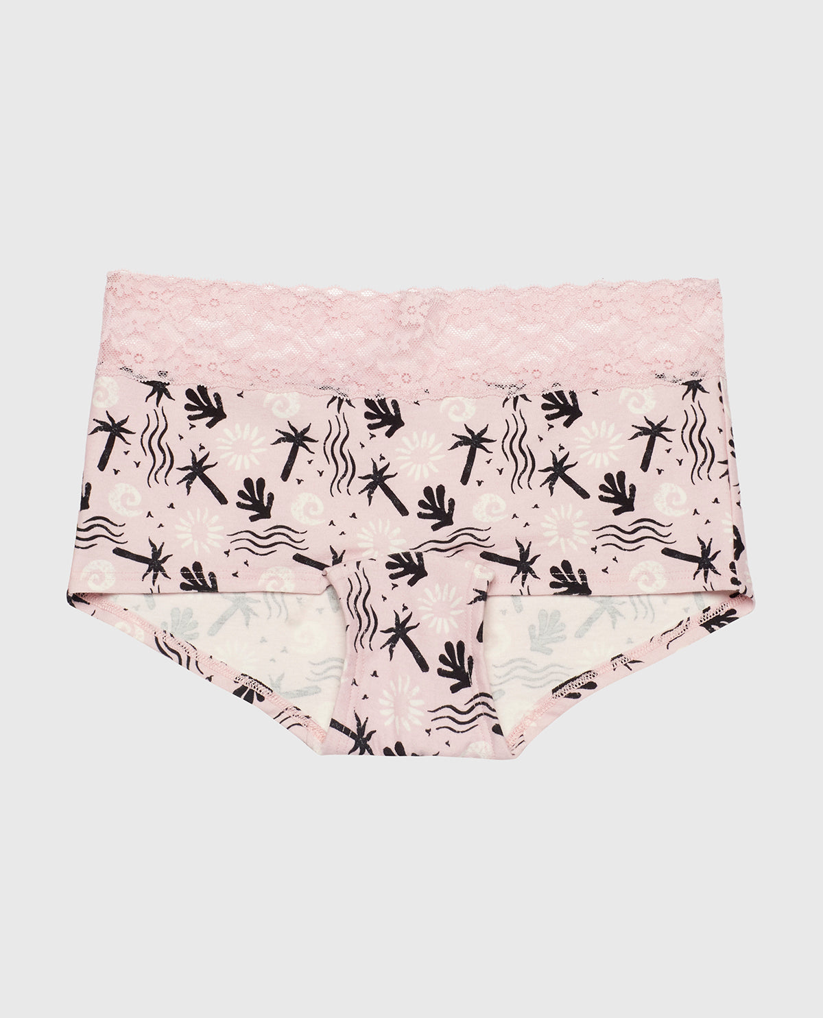 La Senza Culotte garçonne avec bordure en dentelle rose des îles