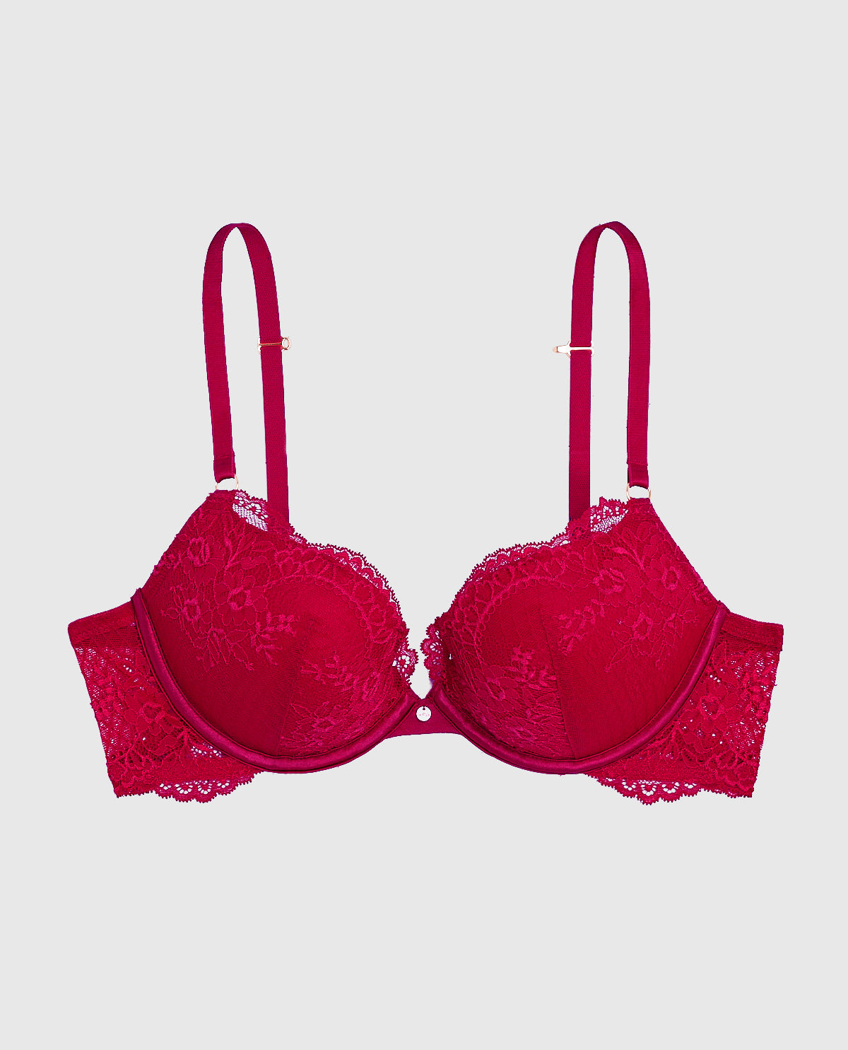 La Senza Allover Lace Push Up Bra in Cosmo Red