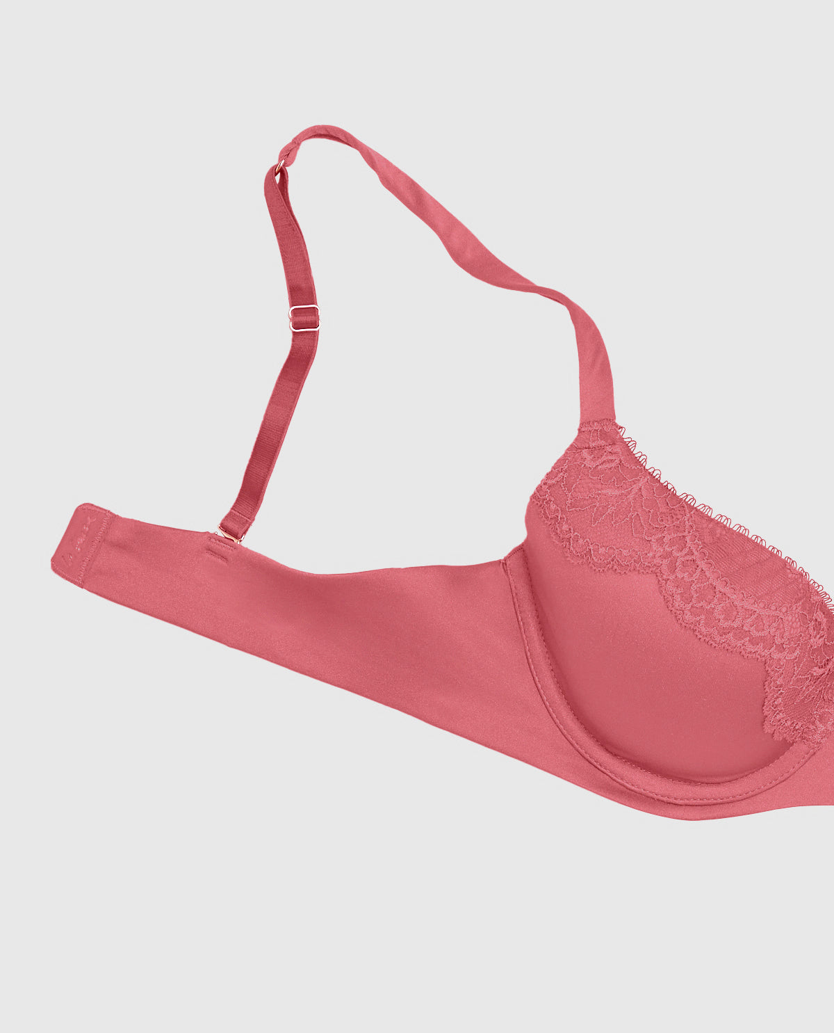 La Senza Lightly Lined Full Coverage Bra with Lace Overlay in Romantic Pink
